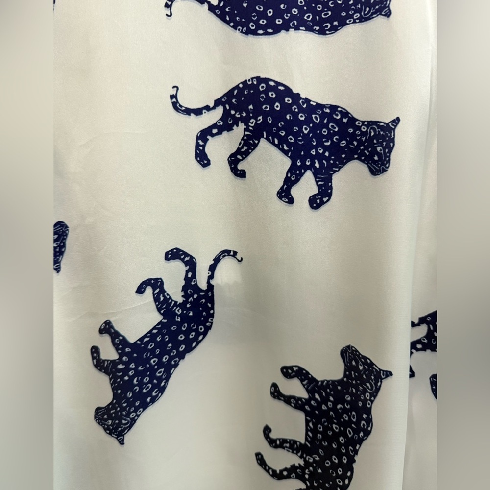 KOCH Women’s White and Blue Jaguar Christiano Short Cap Sleeve Shirt-Size Large - Picture 8 of 10